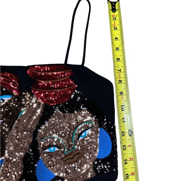 Zara Colorful Sequined Women’s Faces Spaghetti Straps Crop Top - Picture 5 of 8